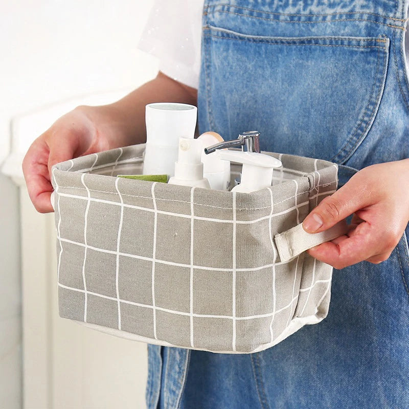 Korvelo Aufbewahrungskorb aus Baumwolle & Leinen | Faltbar & mit Griffen | Für Kleidung, Kosmetik & Kleinkram | Modern & Minimalistisch