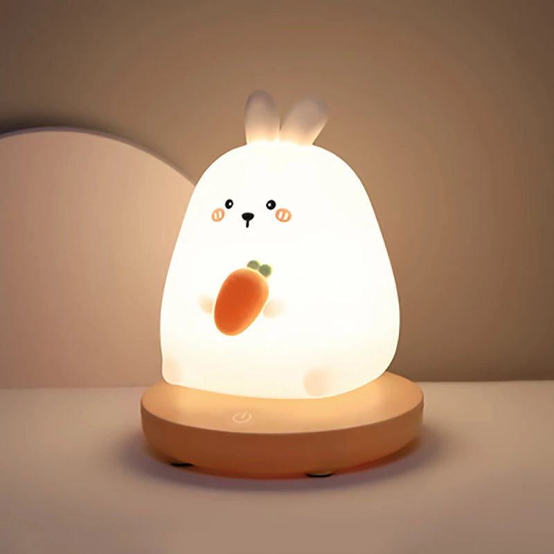 LumiPals LED Nachtlicht | Niedliches Tierdesign Schwein & Hase | Touch-Dimmung | USB-Wiederaufladbar