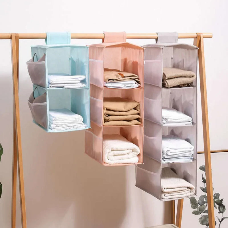 Hängender Wäsche-Organizer ClosyNest AirFold | Faltbare Aufbewahrungstasche für Unterwäsche, BHs & Socken | Mehrlagig & Waschbar