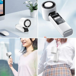 Mini-Ventilator FrostaBreeze 199 | Tragbar & Halsventilator | 199 Windstufen, LED-Display & Kaltluft-Modus | 4000 mAh Akku