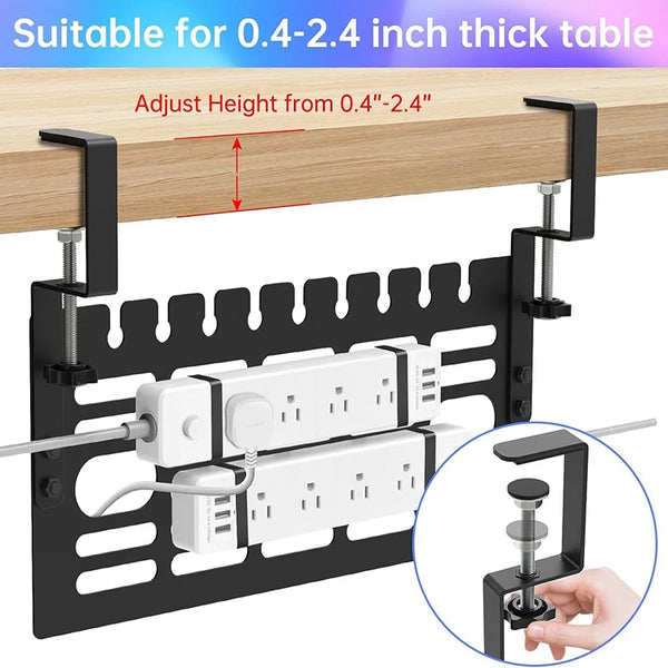 ClampGrid Kabelmanagement unter dem Schreibtisch | Metall Kabelhalter mit Klemme | Für Tischplatten 1–6 cm | Ohne Bohren