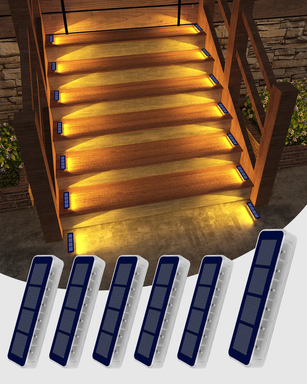 Terralux StepLine Solar Bodenlichter 6er-Set | Warmweiß | IP68 Wasserdicht | LED-Stufen- & Wegbeleuchtung | Für Außenbereiche