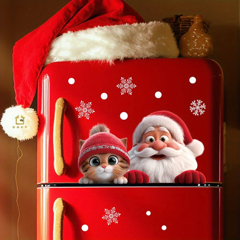 Weihnachts Fenstersticker SantaCling | Wiederverwendbar & Rückstandsfrei | Weihnachtsmann Motiv | Fensterdeko für Wohnzimmer & Flur