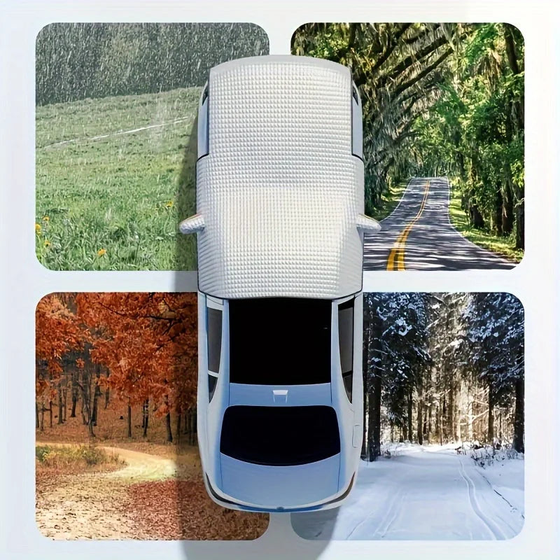 FrostShield Max | Auto Frontscheibenabdeckung | Wind- & Frostschutz | Sonnenschutz & Eisschutz in Einem | Ganzjahresabdeckung