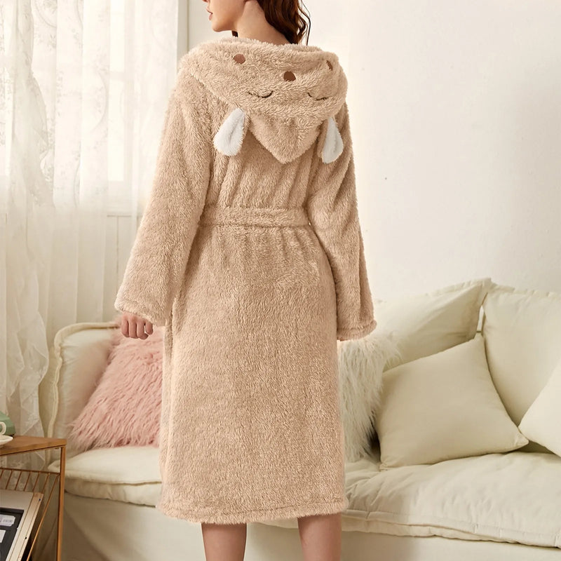 Flanell-Bademantel CuddleBunny | Mit Hasenohren & Kapuze | Weich, Warm & Pflegeleicht | Für Gemütliche Stunden Zuhause