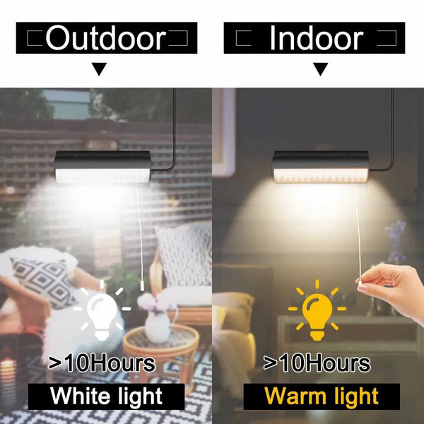 Lumosfera Solarleuchte Innen & Außen | IP65 Wasserdicht | Mit Zugschalter | Warm- & Kaltweiß | 3m Kabel