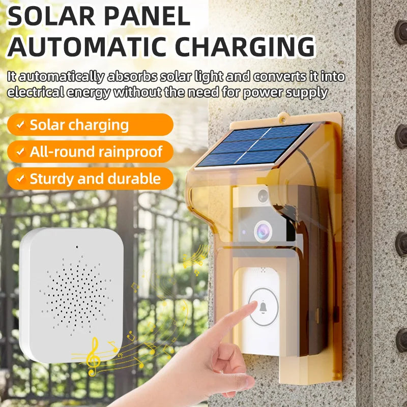 SecuraSun DoorCam Kabellose HD-Video-Türklingel mit Solar-Ladung & WLAN | IP65 Wasserdicht