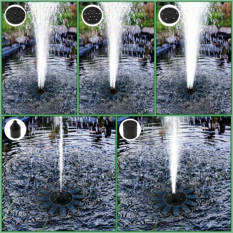 Solar Spring Gartenbrunnen | 5 Düsenaufsätze | Energiesparend & Wartungsfrei | Für Teich, Vogelbad & Balkon