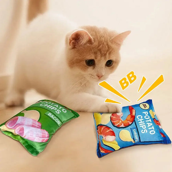 SnackPaws | Lustiges Knister-Spielzeug für Hunde | Kartoffelchips-Design | Plüsch & Quietschfunktion | Für Kleine & Mittlere Hunde