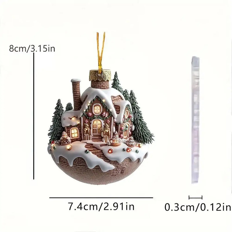 FestivaBrew Weihnachtsanhänger | Acryl-Ornament Kaffeetasse mit Wintermotiv | Nachhaltiger Christbaumschmuck | 8 × 7 cm
