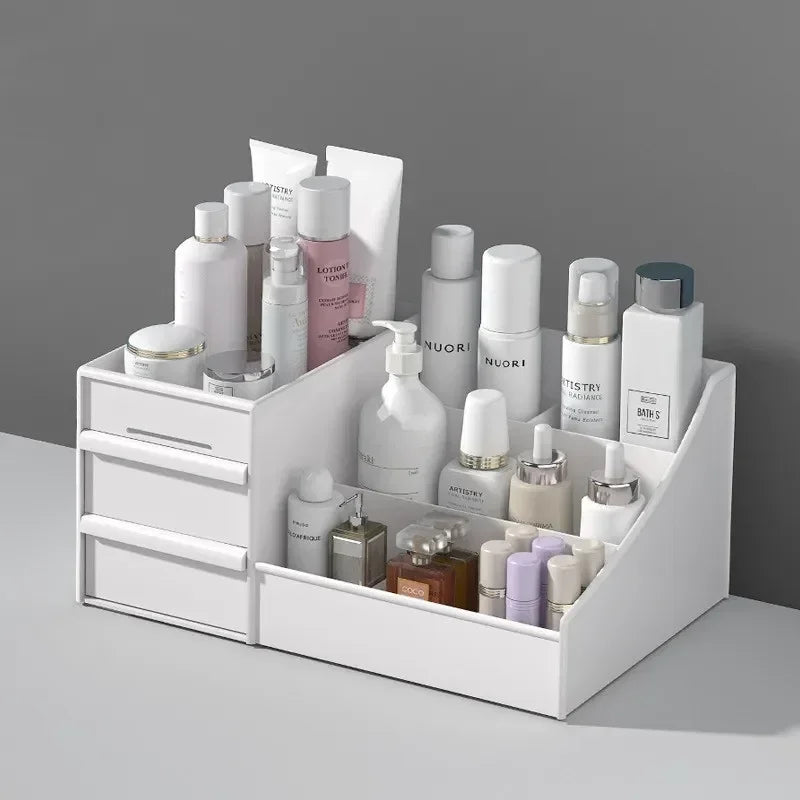 Cosmevo Kosmetik-Organizer mit Schubladen | Kompakte Schminkaufbewahrung für Bad & Schminktisch – Weiß, mobil & leicht zu reinigen
