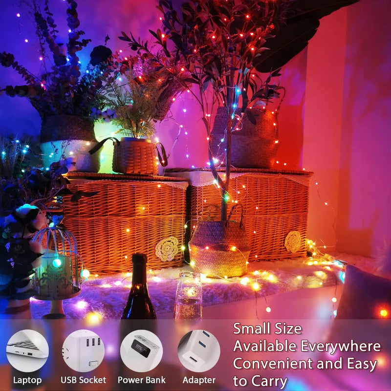 Lumavo LED Lichterkette Smart RGBIC | USB-betrieben | Farbwechsel & Musikmodus | Für Garten & Deko