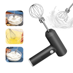 MIXORA Elektrischer Handmixer | 3 Geschwindigkeiten | Tragbar & Wiederaufladbar | 2 Aufsätze