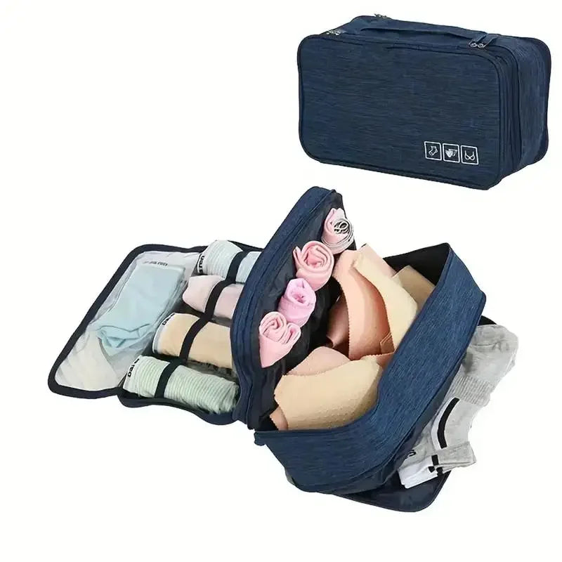 Packinna Faltbare Unterwäsche-Reisetasche aus wasserabweisendem Stoff | BH- & Slip-Organizer für Reisen | Gepäck-Organizer für Damen & Herren | Wäschetasche mit Fächern