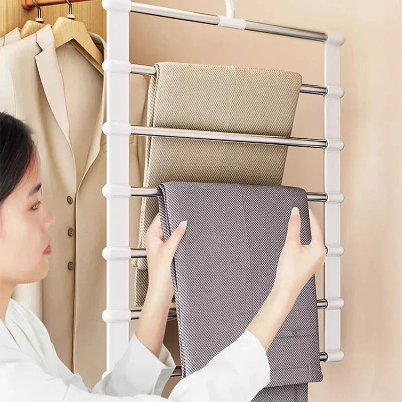 SteelSpace Hosenbügel Edelstahl | 5/7 Ebenen | Faltbar & Platzsparend | Kleiderschrank-Organizer