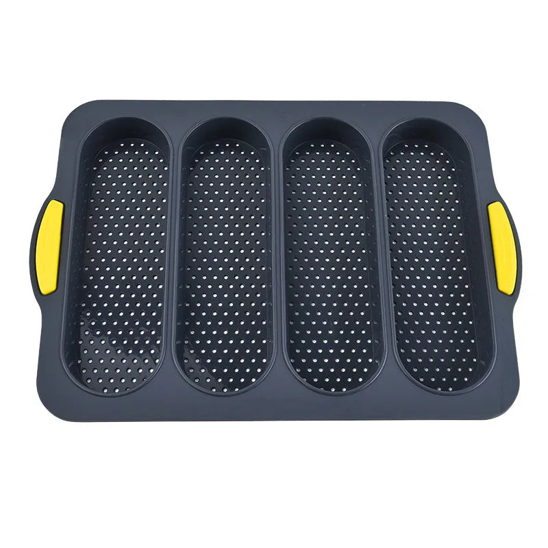 Formelino Silikon Baguette Backform | Antihaft & hitzebeständig | Mit Belüftungslöchern | Für 3 Baguettes | 33 × 23.8 cm