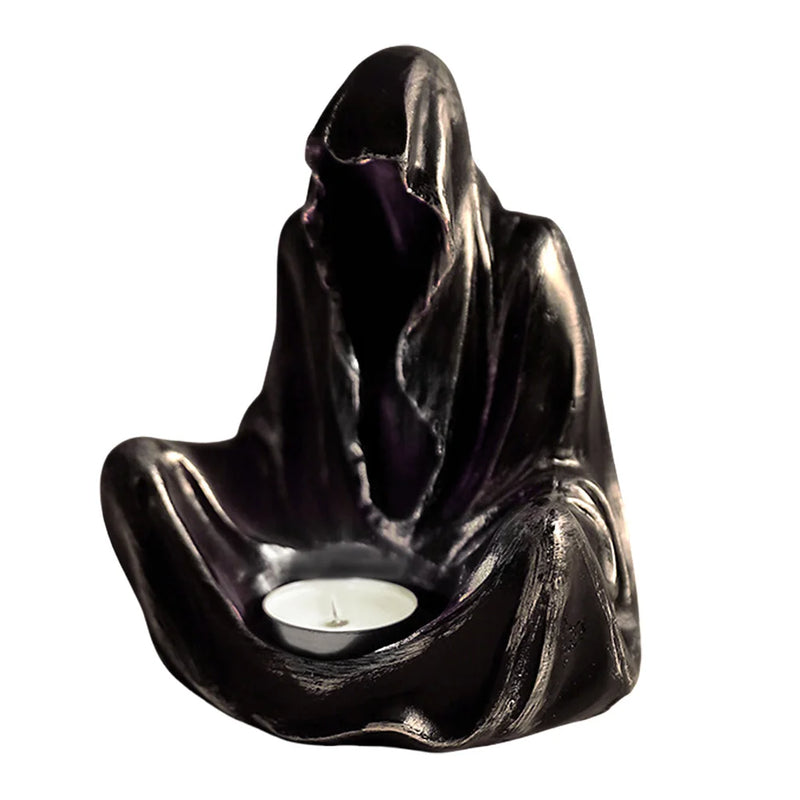 Noctura Geister-Teelichthalter | Halloween Deko & Kerzenständer | Harzfigur Faceless Ghost | 15×12×10,5 cm