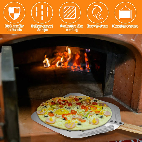 BakeLifter | Pizzaheber mit Holzgriff | Antihaft & Leicht | Für Pizza, Brot & Kuchen | 16,5–30 cm