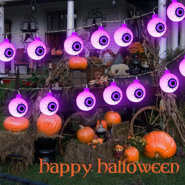 Halloween LED-Lichterkette CreepyEyes | 20 LED Augäpfel | Für Haus, Garten & Party