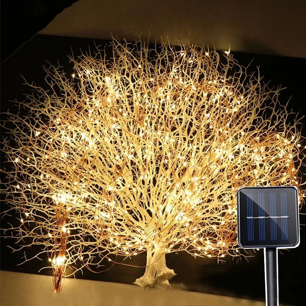 SolarGlanz Lichtervorhang | 100/200 LEDs | 8 Modi | Warmweiß, Weiß & Bunt