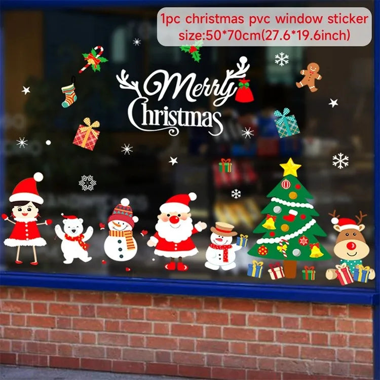 Festivia Weihnachtsfensteraufkleber | Wand- & Fensterdeko „Merry Christmas“ | Abnehmbare Weihnachtssticker für Zuhause | 2024–2025 Deko & Geschenkidee