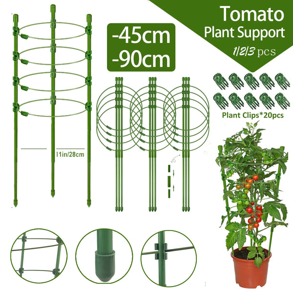 Plantorix FlexCage 90 Verstellbarer Tomatenkäfig 90 cm | Pflanzenstütze mit 4 Ringen & Clips | Für Kletterpflanzen, Gurken, Paprika & Blumen