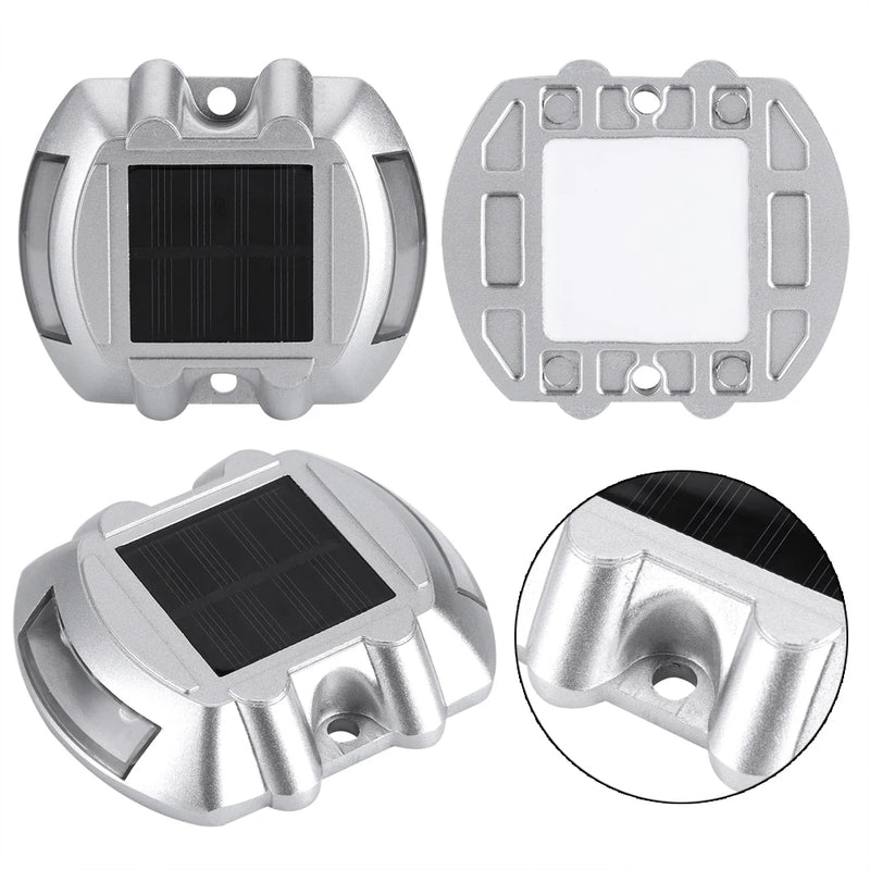 Solmira Solar LED Wegbeleuchtung aus Aluminiumguss | IP68 Wasserdicht | 6 LEDs für Einfahrt, Straße & Gartenweg