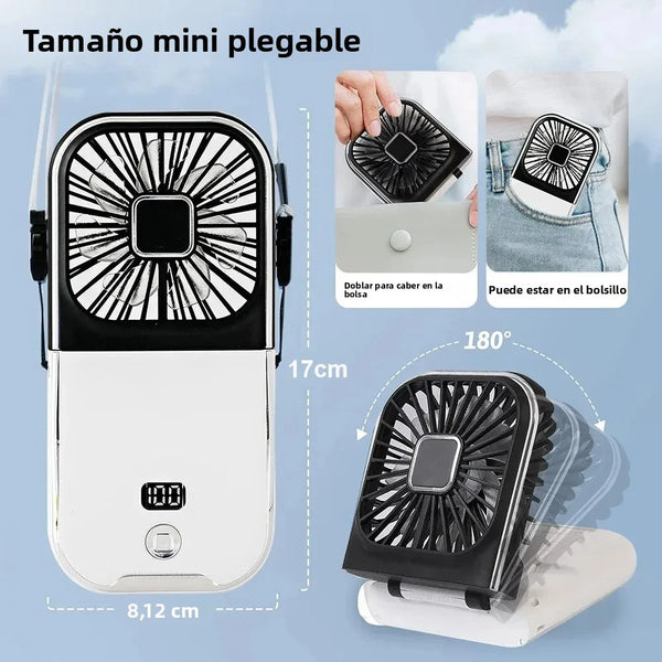 Luftigo Tragbarer USB-Ventilator | Digitalanzeige | Rückwärtslauf & Mehrfach-Windmodi | Kompakt & Wiederaufladbar