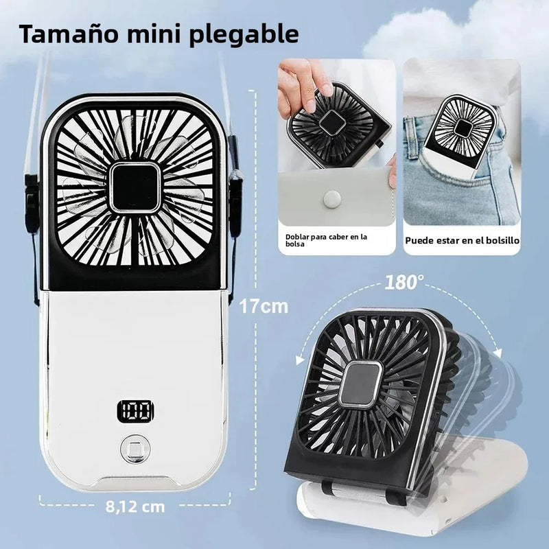 Luftigo Tragbarer USB-Ventilator | Digitalanzeige | Rückwärtslauf & Mehrfach-Windmodi | Kompakt & Wiederaufladbar