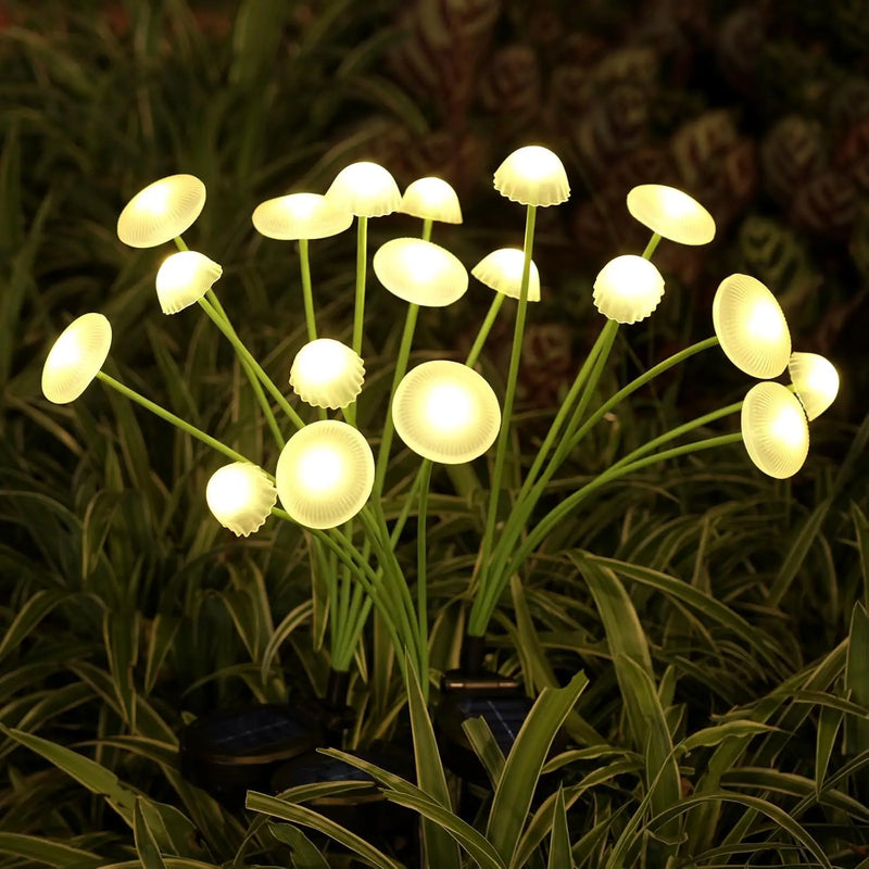 GlowPilz Solar-Gartenleuchte 6 LEDs | Quallen- & Pilzdesign | Für Garten, Terrasse & Außenbereiche