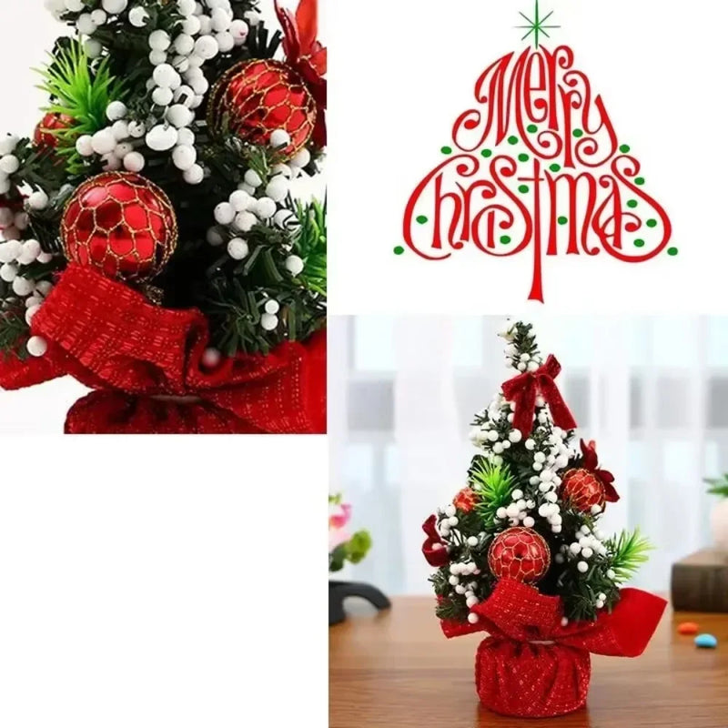 EverJoy | Mini Weihnachtsbaum Tischdekoration | Künstlicher Tannenbaum mit Stofffuß | 20 cm