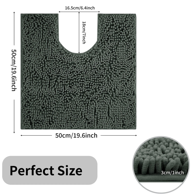 Aqualume | Toilettenvorleger U-Form | Super Saugfähige Chenille-Badematte | Rutschfest & Waschmaschinengeeignet | Weich & Komfortabel