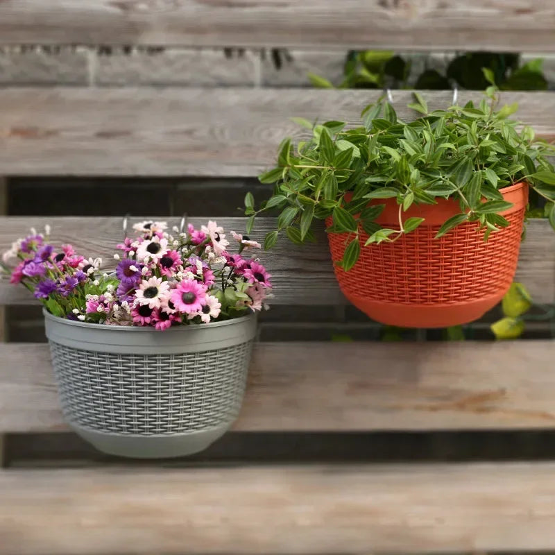 Hängepflanztopf RattaFlor | Ø 21 cm | Geflecht-Optik aus Kunststoff | UV-beständig | Für Wand, Balkon & Garten