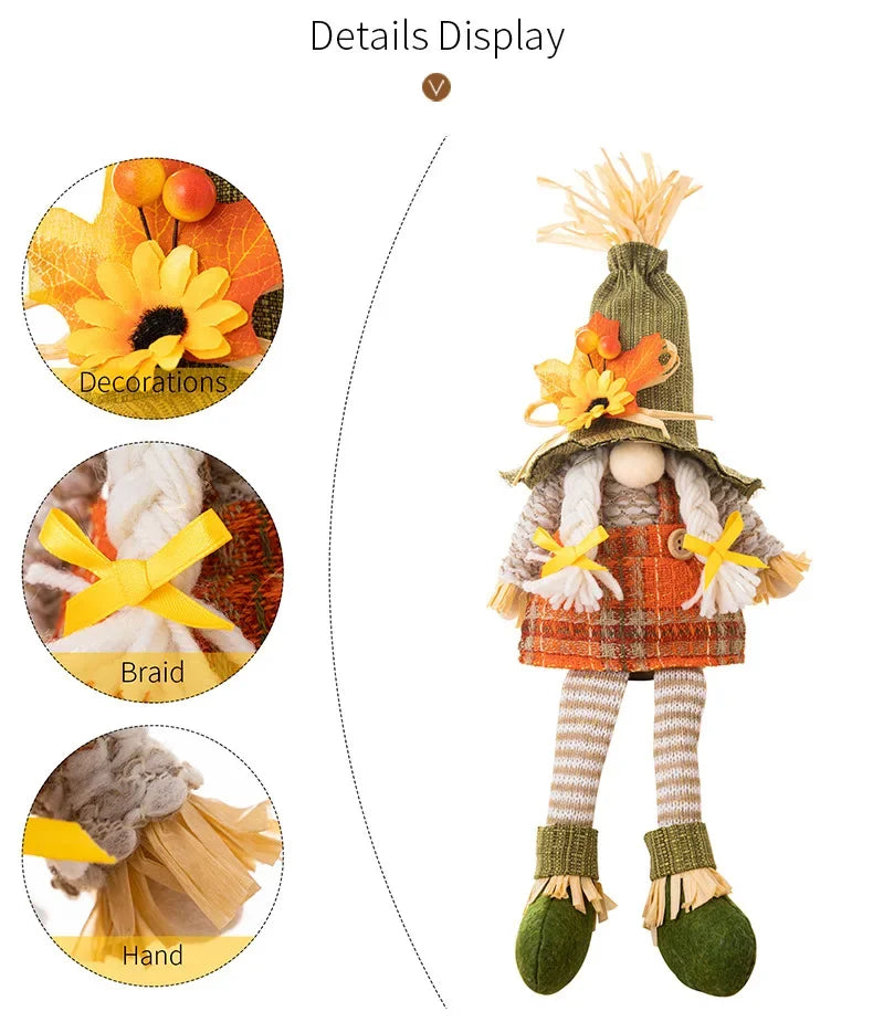 Herbst-Wichtel PumpkinGnome | Mit Kürbis, Sonnenblume & Ahornblatt | Dekofigur für Erntedank & Herbst
