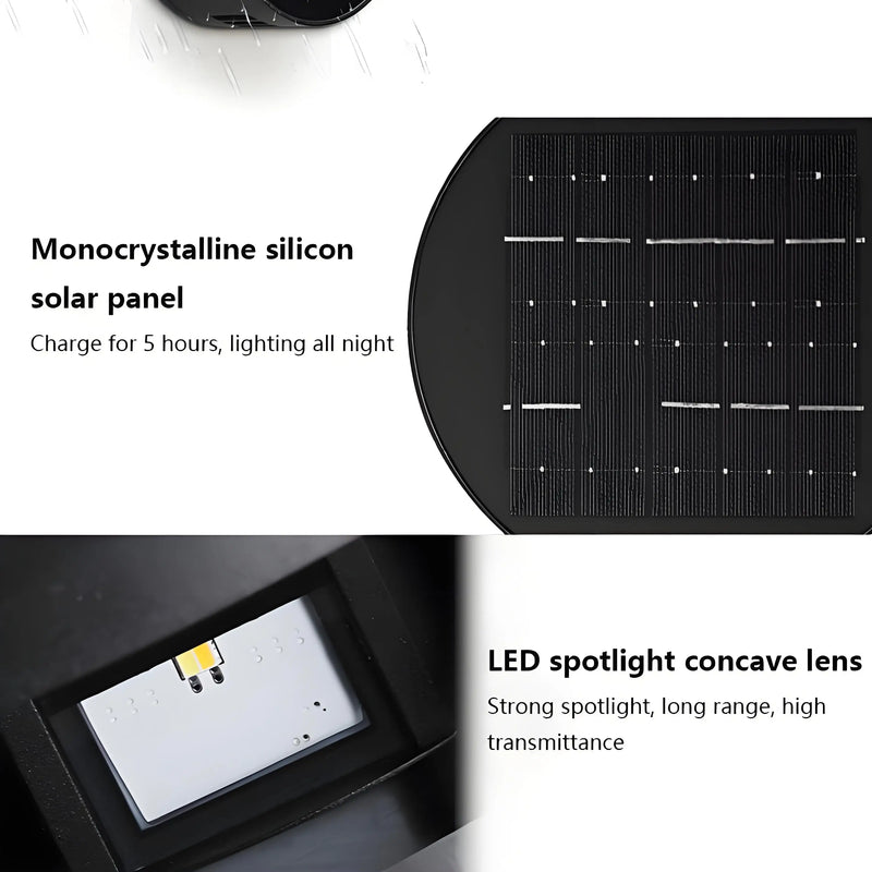 Solaréa Solar-Außenwandleuchte Up‑Down 10 × 10 cm | IP65 Wasserdicht | Solar‑LED für Haus, Garten & Terrasse