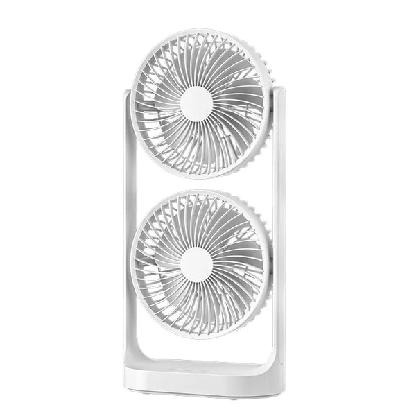 AeroTwins BreezeFlow Tischventilator mit Doppellüfter | Hohe Windkraft | 360° Luftzirkulation | Leise & Kompakt
