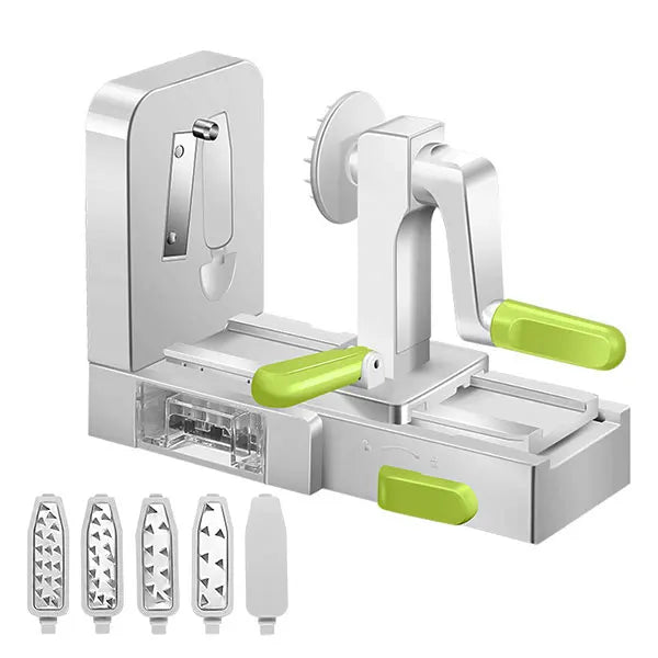 SpiraChef Gemüsespiralschneider | 5-in-1 Spiralschneider & Hobel | Mit Saugfuß & Klappdesign | Für Zoodles, Gemüse & Obst