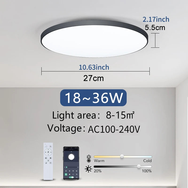 Smart Deckenleuchte LumoSmart | Dimmbar & App-Steuerung | Modernes LED-Design | Schwarz/Weiß
