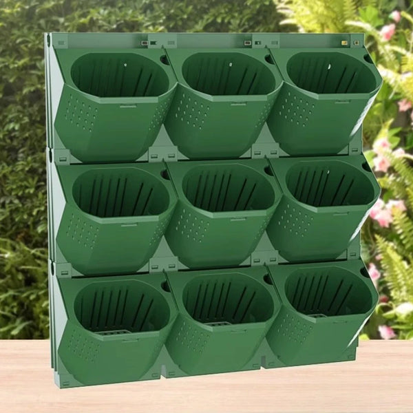 VertiGro WallBox Vertikaler Wand-Pflanzkasten aus Kunststoff | 38×14×15 cm | Für Pflanzenwand & Begrünung | Modulares Stecksystem