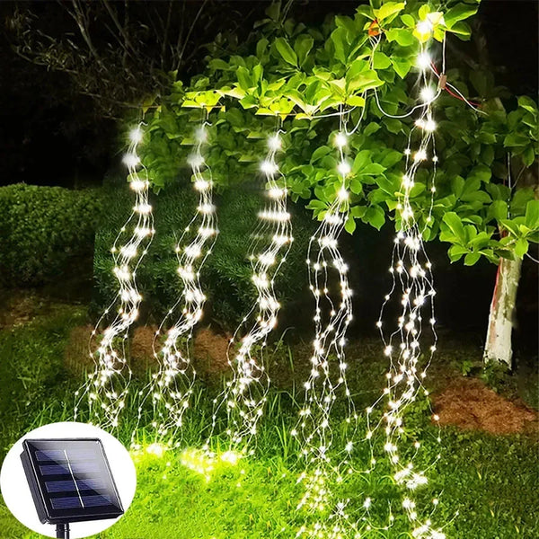 SolarGlanz Lichtervorhang | 100/200 LEDs | 8 Modi | Warmweiß, Weiß & Bunt