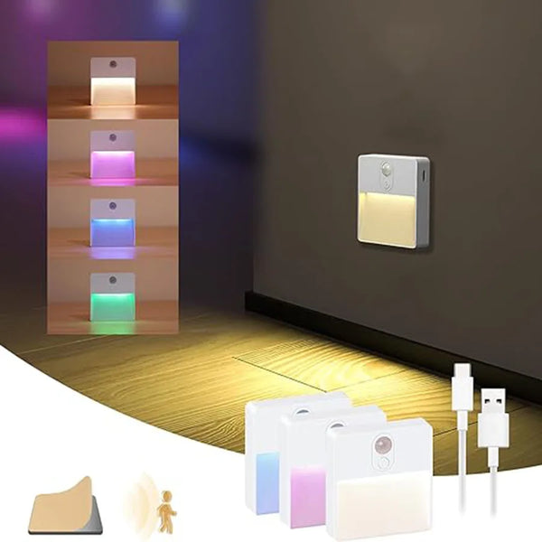 LumiStep | Nachtlicht mit Bewegungsmelder | Wiederaufladbar & Farbwechsel | Für Treppen, Flur & Schlafzimmer