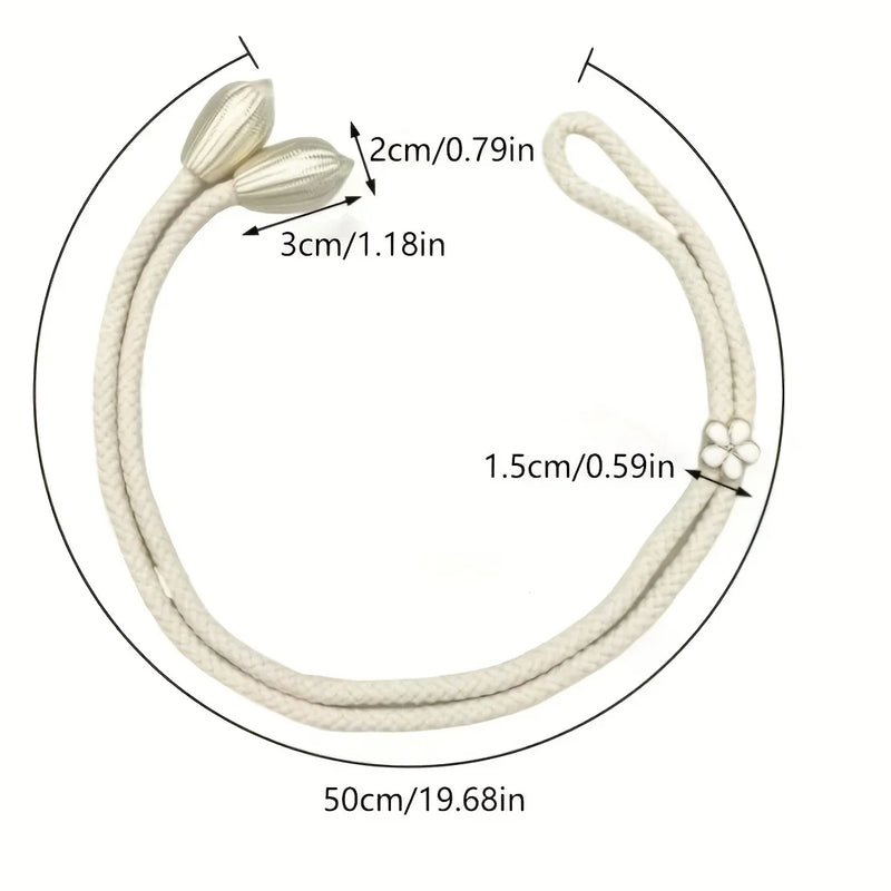 Floravia Vorhanghalter 2er-Set | Verstellbar ohne Bohren | Mit Blumen-Schnalle | Elegantes Wohnaccessoire