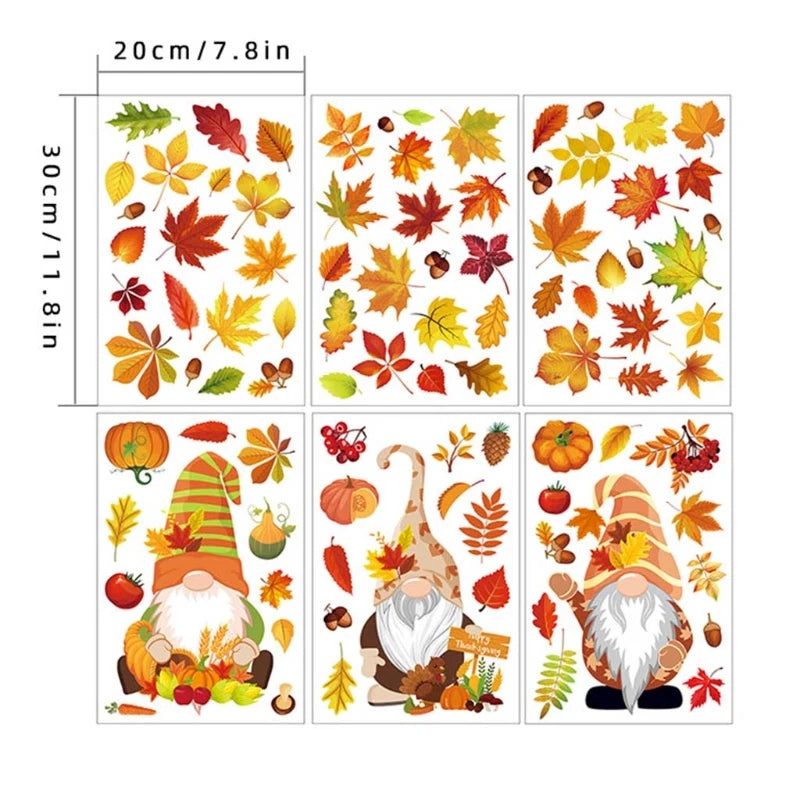 HerbstWichtel | Fenstersticker Set | 6 Bögen | Kürbis, Ahornblatt & Thanksgiving-Deko