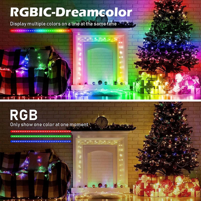 LumiChase RGBIC Lichterkette 10 m | Farbwechsel mit Lauflichteffekt | 100 LEDs | Innen & Außen IP67 Wasserdicht | App-steuerbar