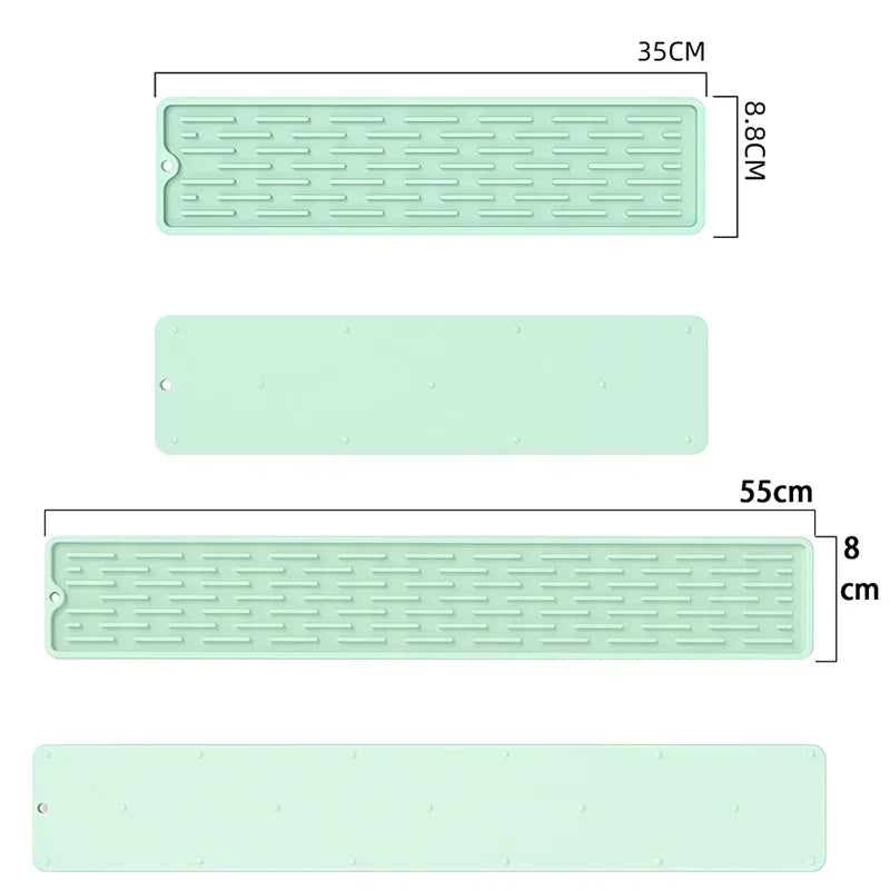 Silikon-Ablaufmatte Drylino | 35 × 8 cm oder 55 × 8 cm | Anti-Nässeschutz für Armaturen | Wiederverwendbar & hygienisch
