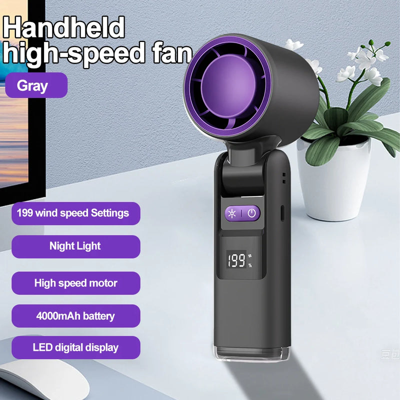 Mini-Ventilator FrostaBreeze 199 | Tragbar & Halsventilator | 199 Windstufen, LED-Display & Kaltluft-Modus | 4000 mAh Akku