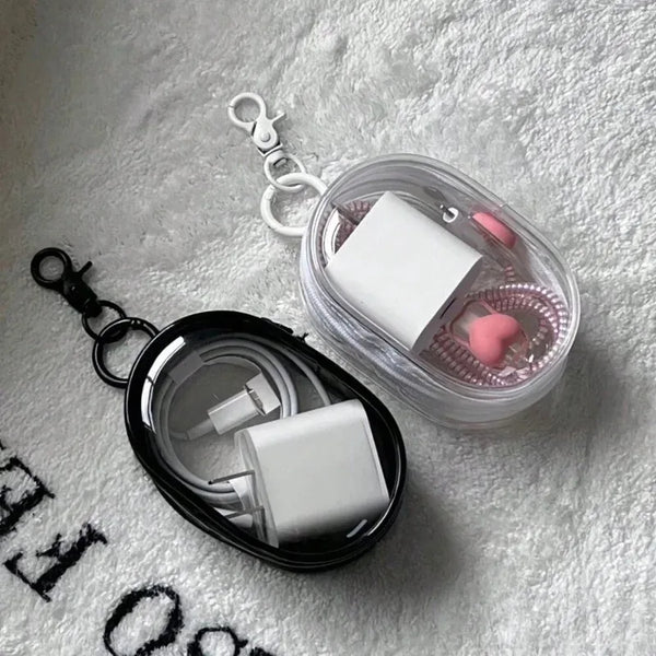 ClearPod Mini | Transparente Aufbewahrungstasche | Stoßfest & Wasserdicht | Mit Schlüsselanhänger