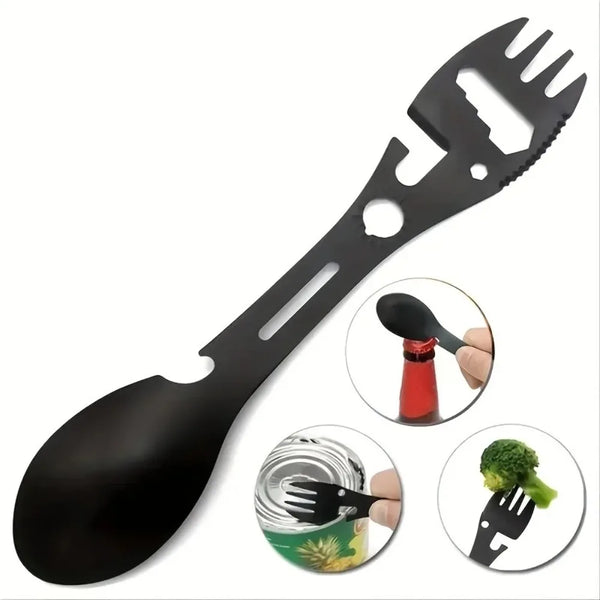 TrailSpork Pro | 6-in-1 Edelstahl Camping-Spork | Gabel, Löffel, Grabwerkzeug & Selbstschutz | Ultraleicht & kompakt | Für Outdoor & Survival