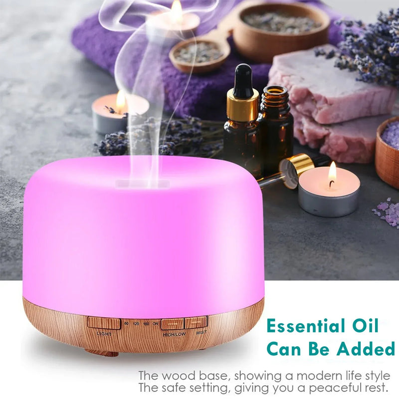 Aromora Mini Aroma Diffuser | 500 ml | Holzoptik | Ultraschall & LED Nachtlicht | USB-Betrieb