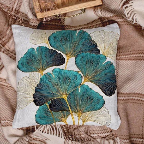 GinkgoDream | Kissenbezug mit Ginkgo-Blätter-Print | Weich & Kuschelig | 45×45 cm